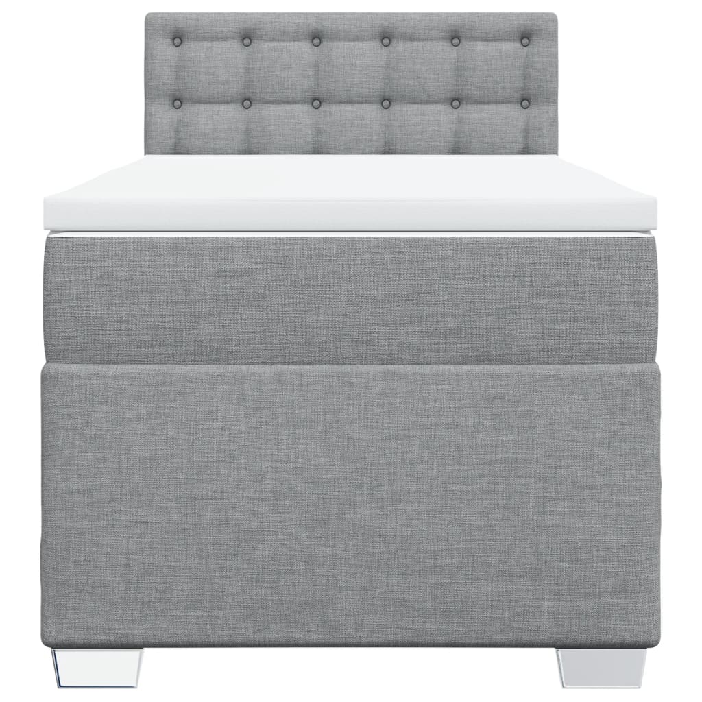 vidaXL Κρεβάτι Boxspring με Στρώμα Ανοιχτό Γκρι 90x200 εκ. Υφασμάτινο