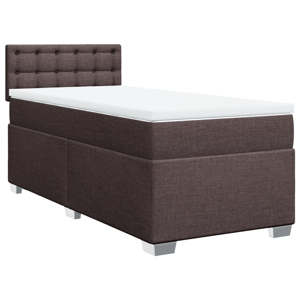 vidaXL Κρεβάτι Boxspring με Στρώμα Σκούρο Καφέ 90x200 εκ. Υφασμάτινο