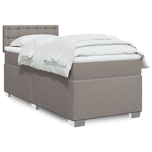 vidaXL Κρεβάτι Boxspring με Στρώμα Taupe 90x200 εκ. Υφασμάτινο