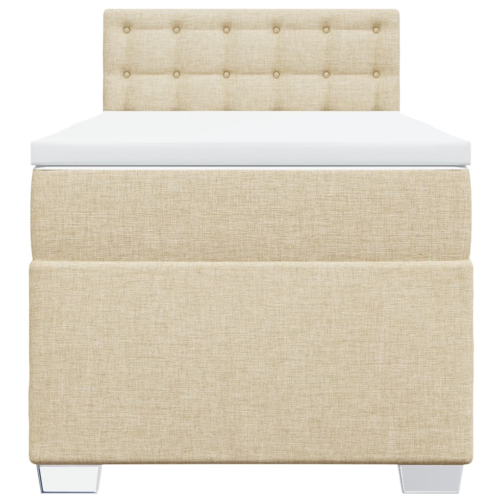 vidaXL Κρεβάτι Boxspring με Στρώμα Κρεμ 90x200 εκ.Υφασμάτινο