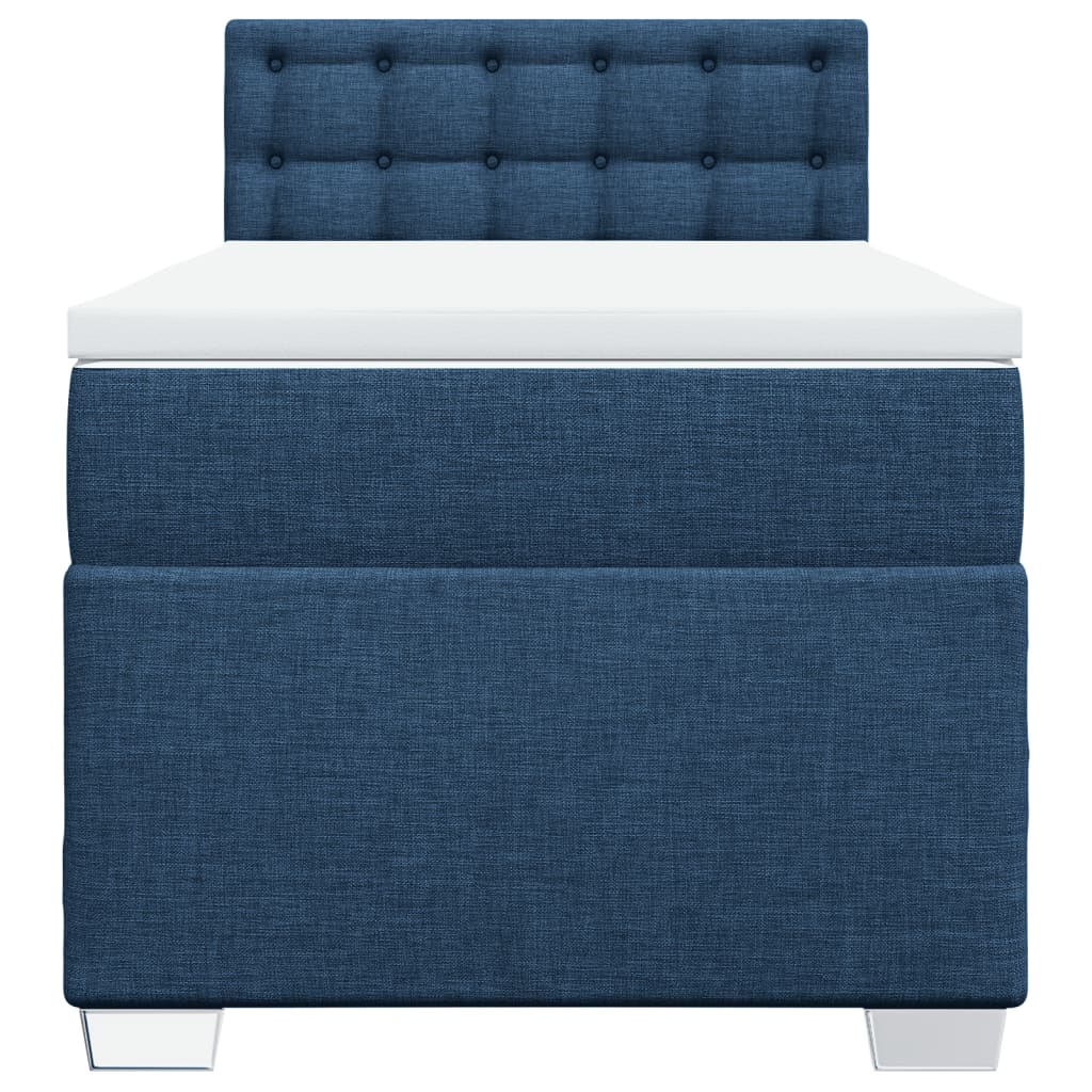 vidaXL Κρεβάτι Boxspring με Στρώμα Μπλε 90x200 εκ.Υφασμάτινο