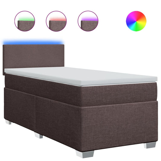 vidaXL Κρεβάτι Boxspring με Στρώμα Σκούρο Καφέ 100x200 εκ. Υφασμάτινο