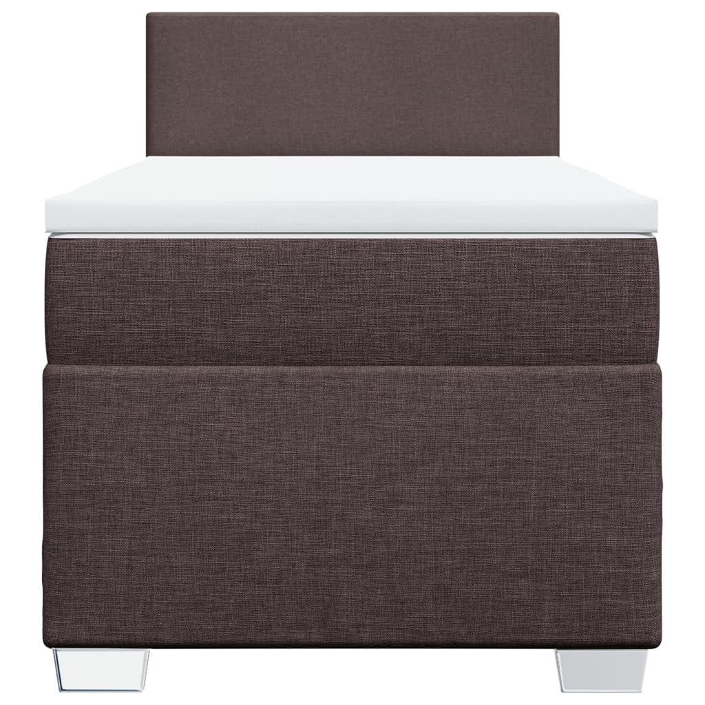 vidaXL Κρεβάτι Boxspring με Στρώμα Σκούρο Καφέ 100x200 εκ. Υφασμάτινο