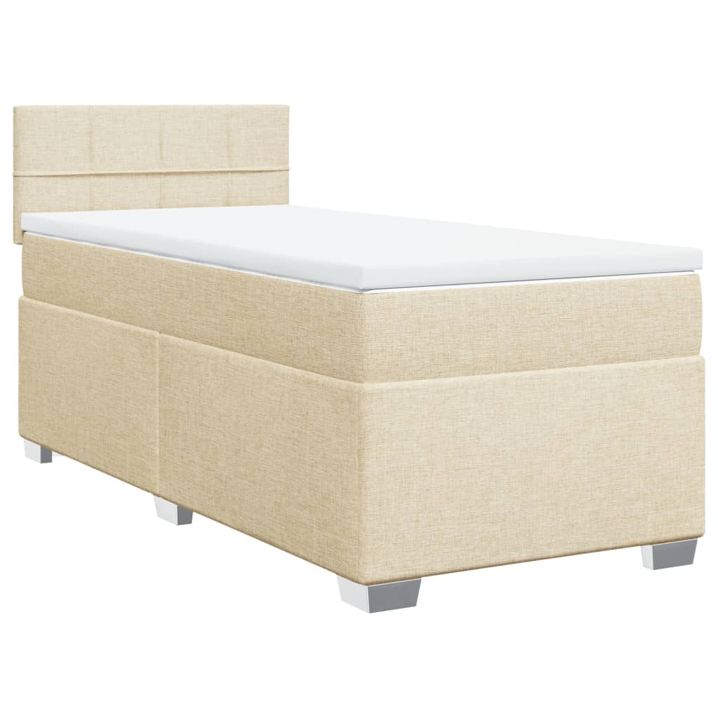 vidaXL Κρεβάτι Boxspring με Στρώμα Κρεμ 100 x 200 εκ. Υφασμάτινο