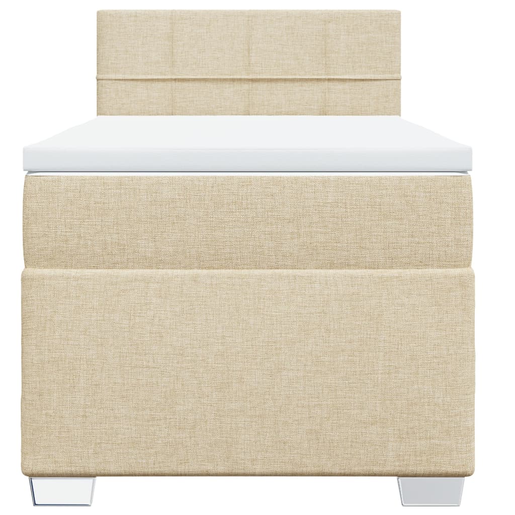 vidaXL Κρεβάτι Boxspring με Στρώμα Κρεμ 100 x 200 εκ. Υφασμάτινο