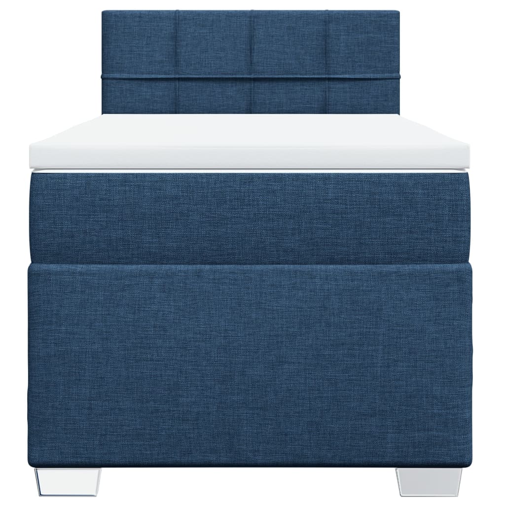 vidaXL Κρεβάτι Boxspring με Στρώμα Μπλε 100 x 200 εκ. Υφασμάτινο