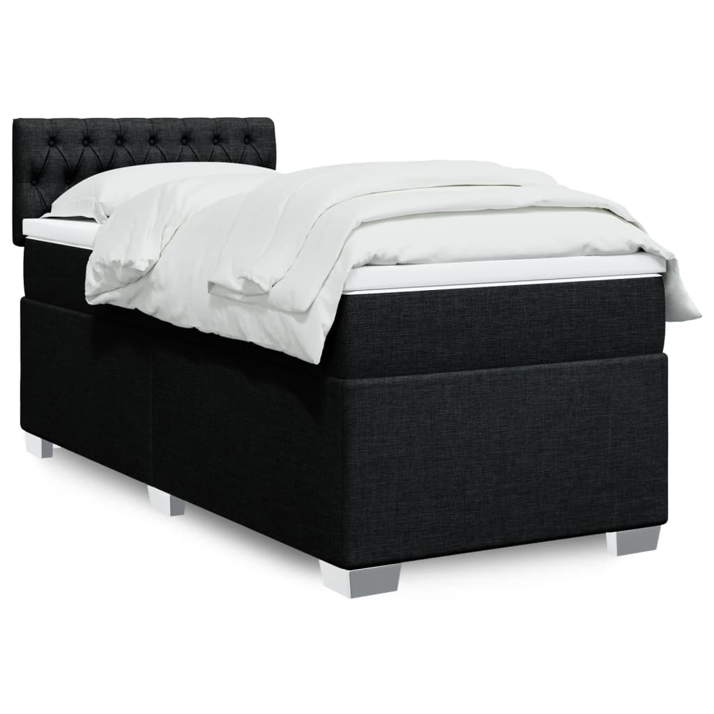 vidaXL Κρεβάτι Boxspring με Στρώμα Μαύρο 100 x 200 εκ. Υφασμάτινο