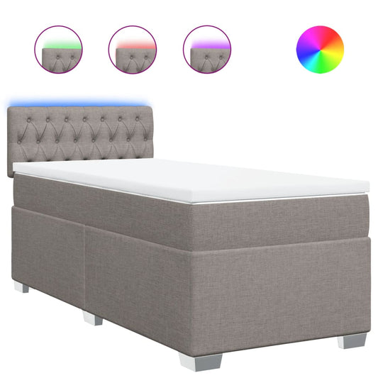 vidaXL Κρεβάτι Boxspring με Στρώμα Taupe 100 x 200 εκ. Υφασμάτινο