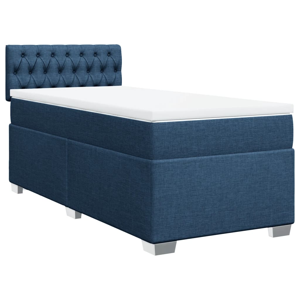 vidaXL Κρεβάτι Boxspring με Στρώμα Μπλε 100 x 200 εκ. Υφασμάτινο
