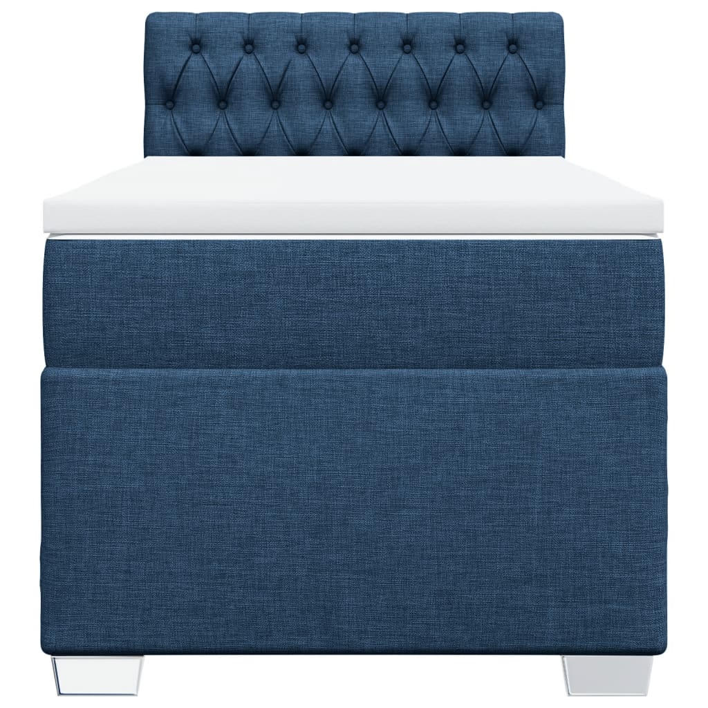 vidaXL Κρεβάτι Boxspring με Στρώμα Μπλε 100 x 200 εκ. Υφασμάτινο