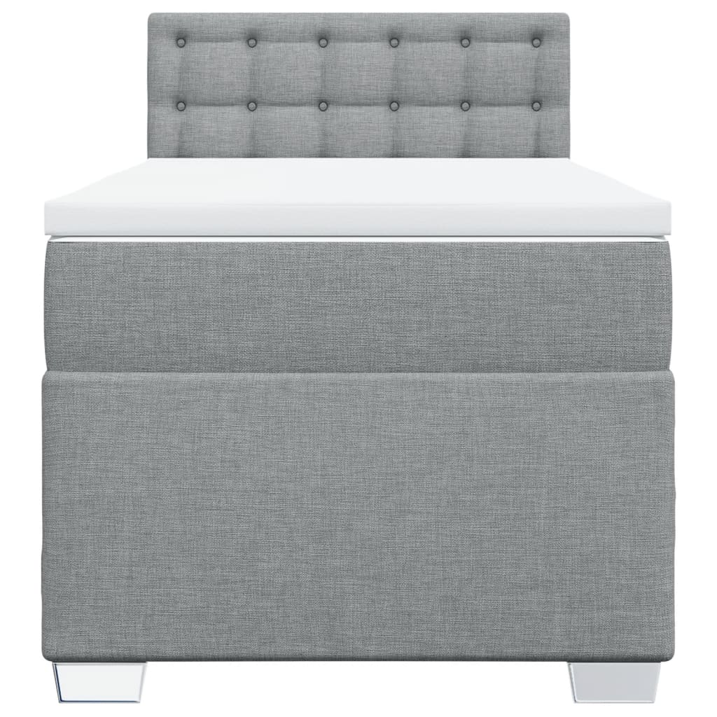 vidaXL Κρεβάτι Boxspring με Στρώμα Ανοιχτό Γκρι 100x200 εκ. Υφασμάτινο