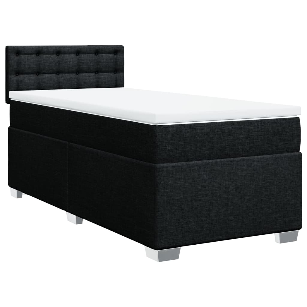 vidaXL Κρεβάτι Boxspring με Στρώμα Μαύρο 100 x 200 εκ. Υφασμάτινο
