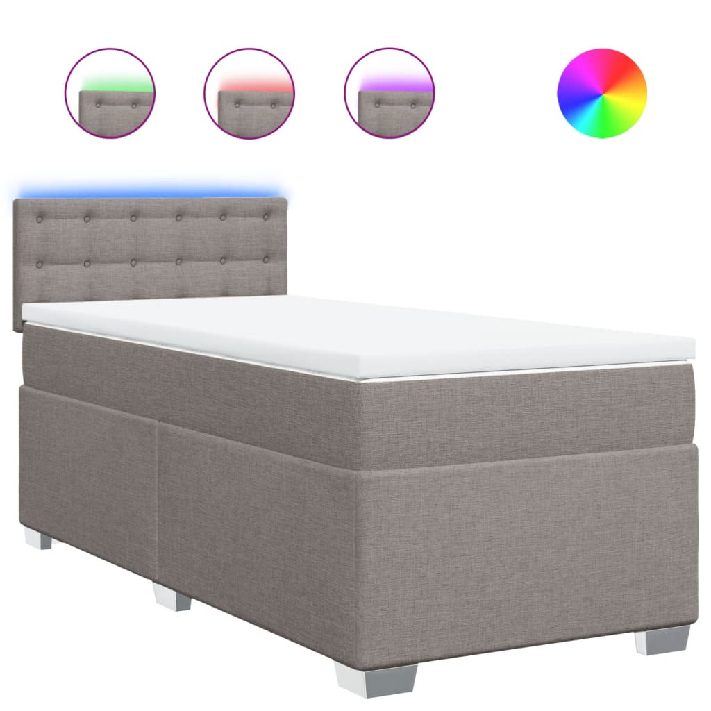 vidaXL Κρεβάτι Boxspring με Στρώμα Taupe 100 x 200 εκ. Υφασμάτινο