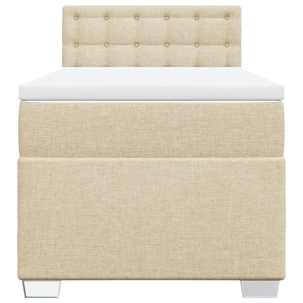 vidaXL Κρεβάτι Boxspring με Στρώμα Κρεμ 100 x 200 εκ. Υφασμάτινο