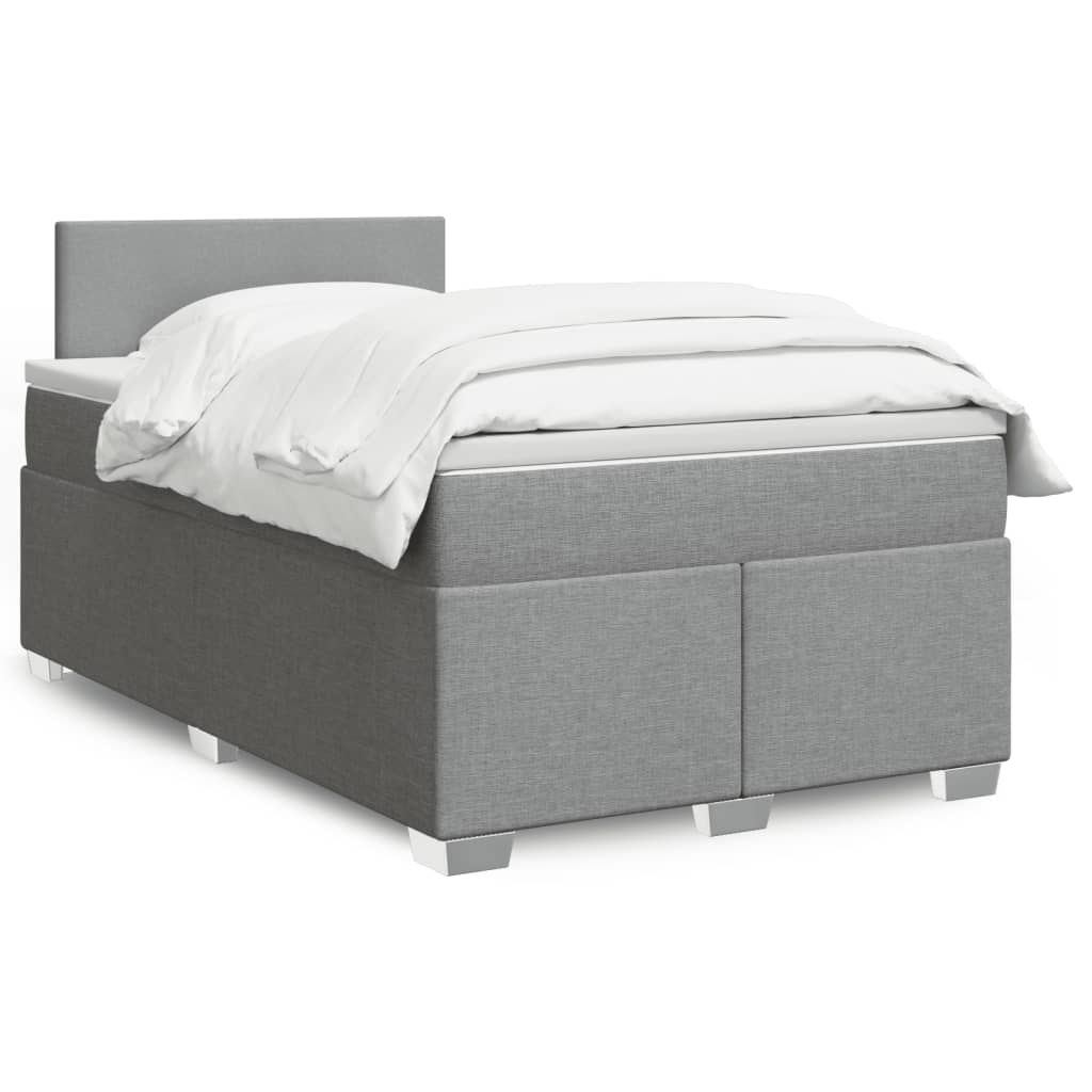 vidaXL Κρεβάτι Boxspring με Στρώμα Ανοιχτό Γκρι 120x190 εκ. Υφασμάτινο