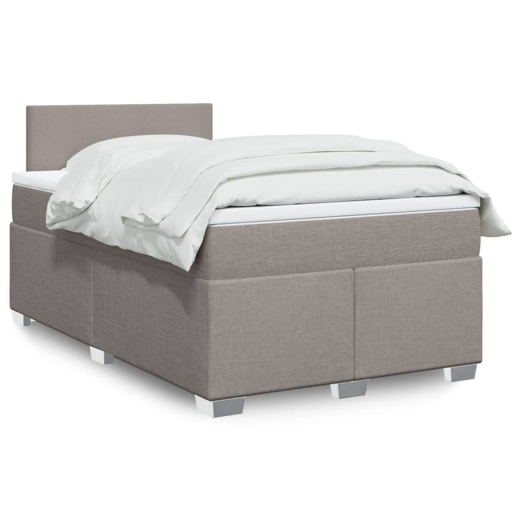 vidaXL Κρεβάτι Boxspring με Στρώμα Taupe 120x190 εκ. Υφασμάτινο