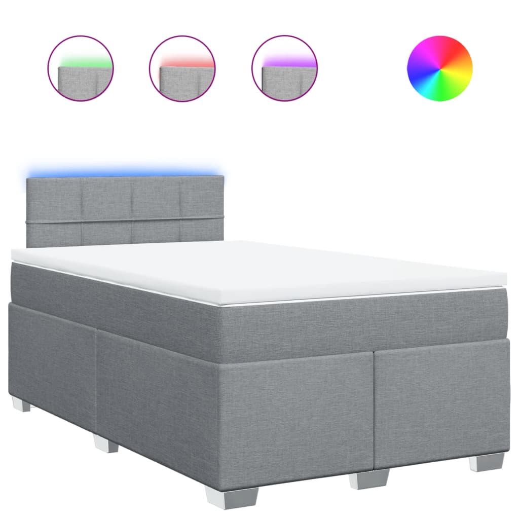 vidaXL Κρεβάτι Boxspring με Στρώμα Ανοιχτό Γκρι 120x190 εκ. Υφασμάτινο
