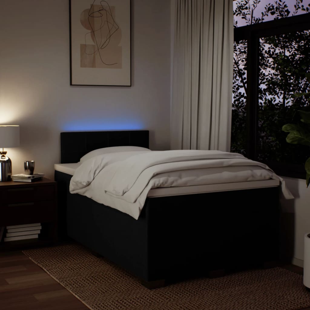 vidaXL Κρεβάτι Boxspring με Στρώμα Μαύρο 120x190 εκ. Υφασμάτινο
