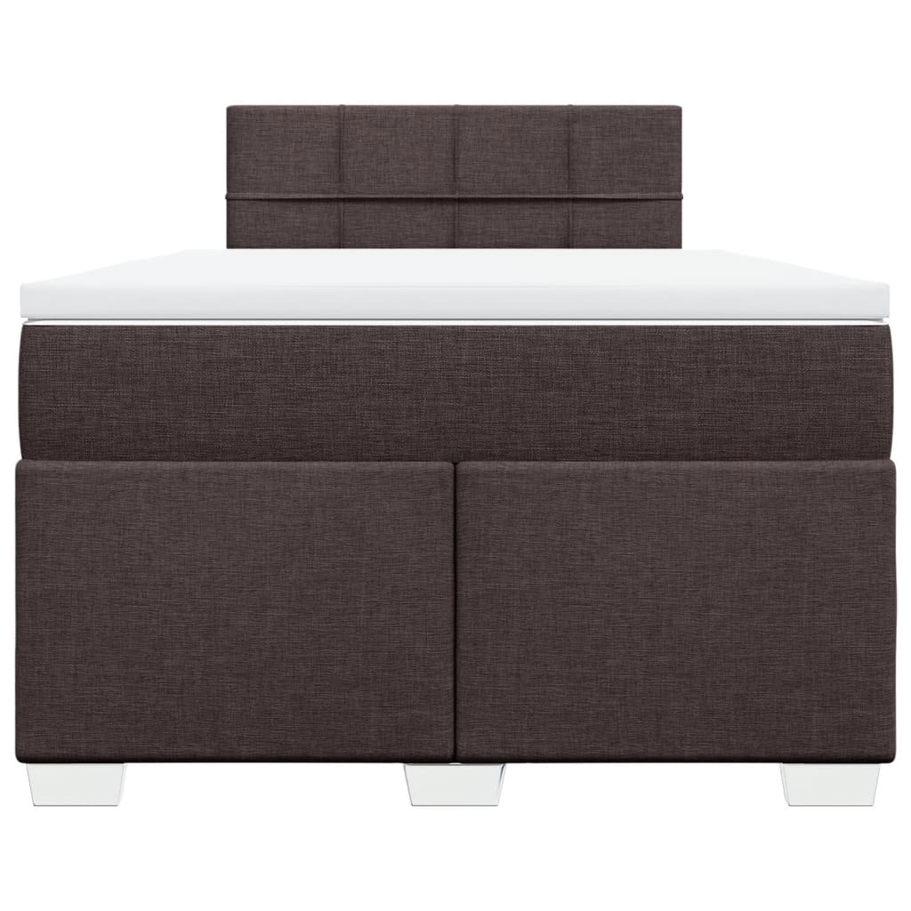 vidaXL Κρεβάτι Boxspring με Στρώμα Σκούρο Καφέ 120x190 εκ Υφασμάτινο