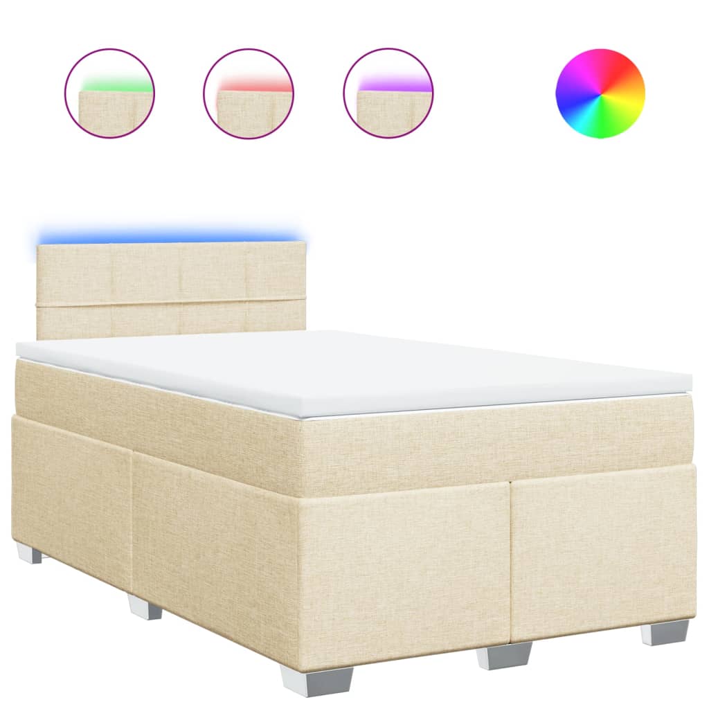 vidaXL Κρεβάτι Boxspring με Στρώμα Κρεμ 120x190 εκ. Υφασμάτινο