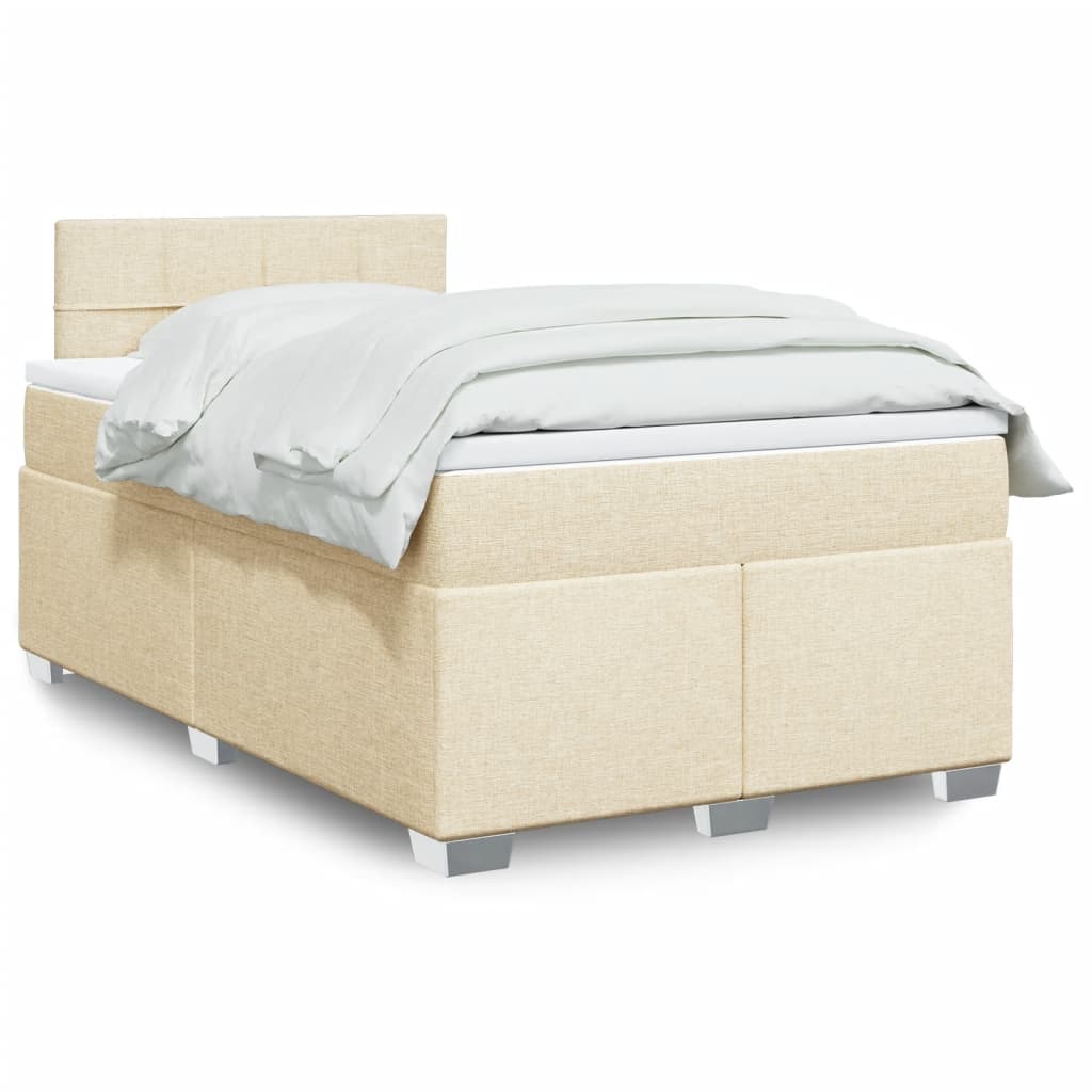 vidaXL Κρεβάτι Boxspring με Στρώμα Κρεμ 120x190 εκ. Υφασμάτινο