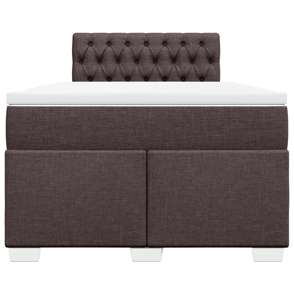 vidaXL Κρεβάτι Boxspring με Στρώμα Σκούρο Καφέ 120x190 εκ Υφασμάτινο