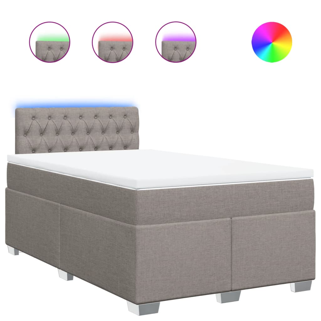 vidaXL Κρεβάτι Boxspring με Στρώμα Taupe 120x190 εκ. Υφασμάτινο