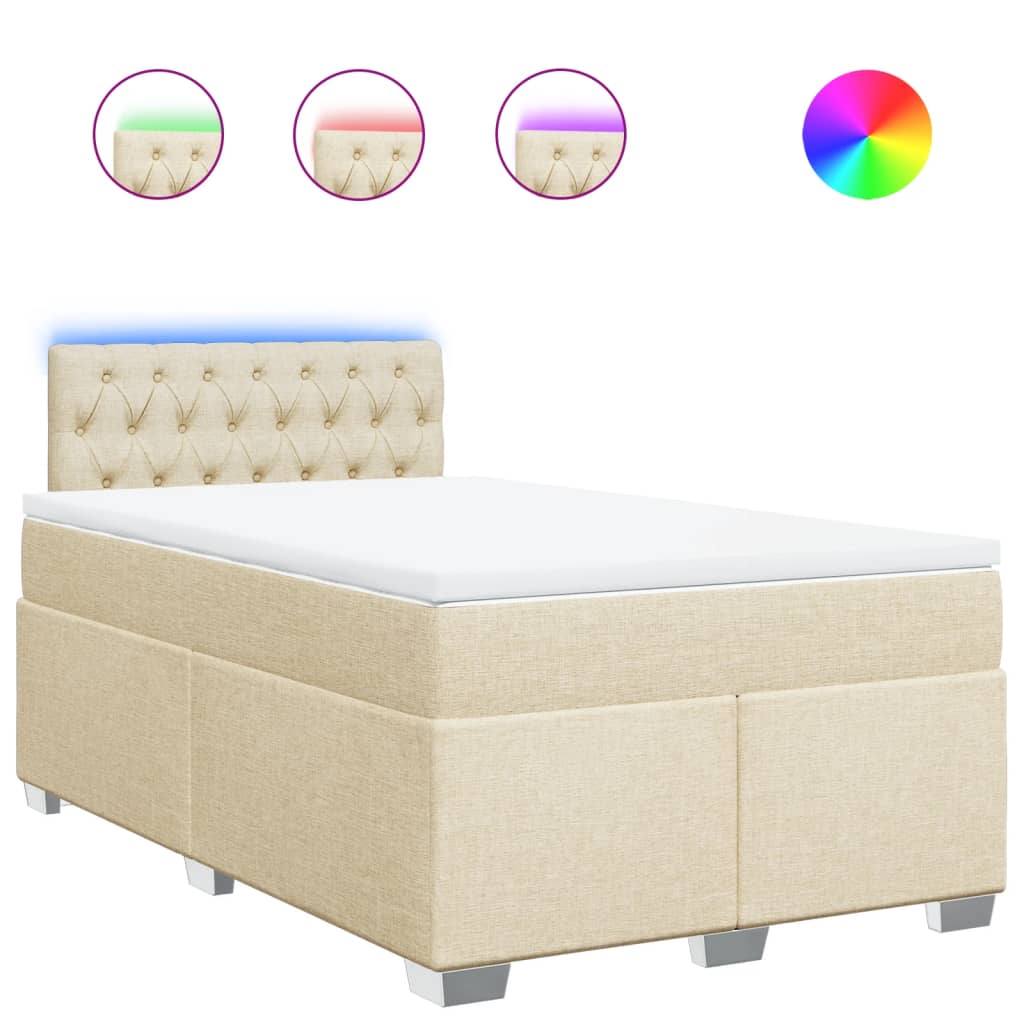 vidaXL Κρεβάτι Boxspring με Στρώμα Κρεμ 120x190 εκ. Υφασμάτινο