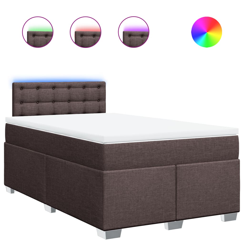 vidaXL Κρεβάτι Boxspring με Στρώμα Σκούρο Καφέ 120x190 εκ Υφασμάτινο