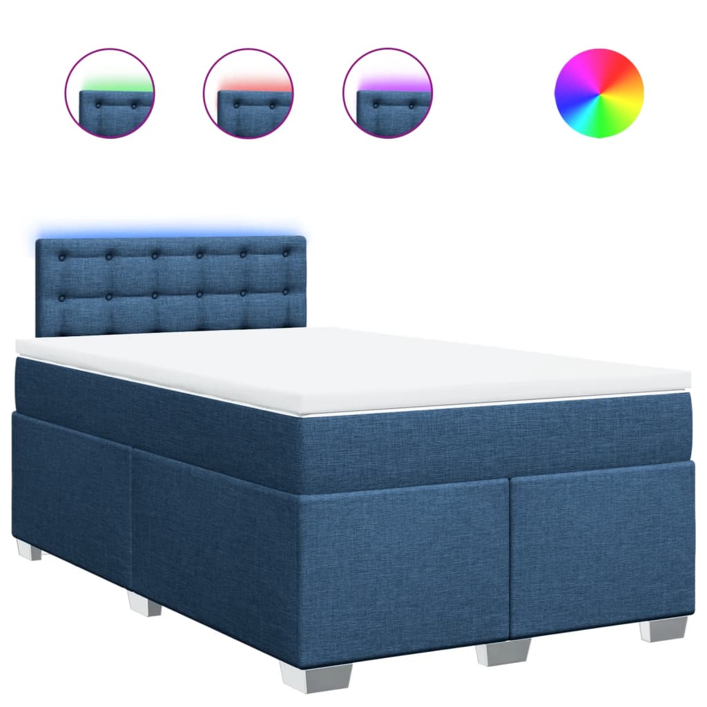 vidaXL Κρεβάτι Boxspring με Στρώμα Μπλε 120x190 εκ. Υφασμάτινο