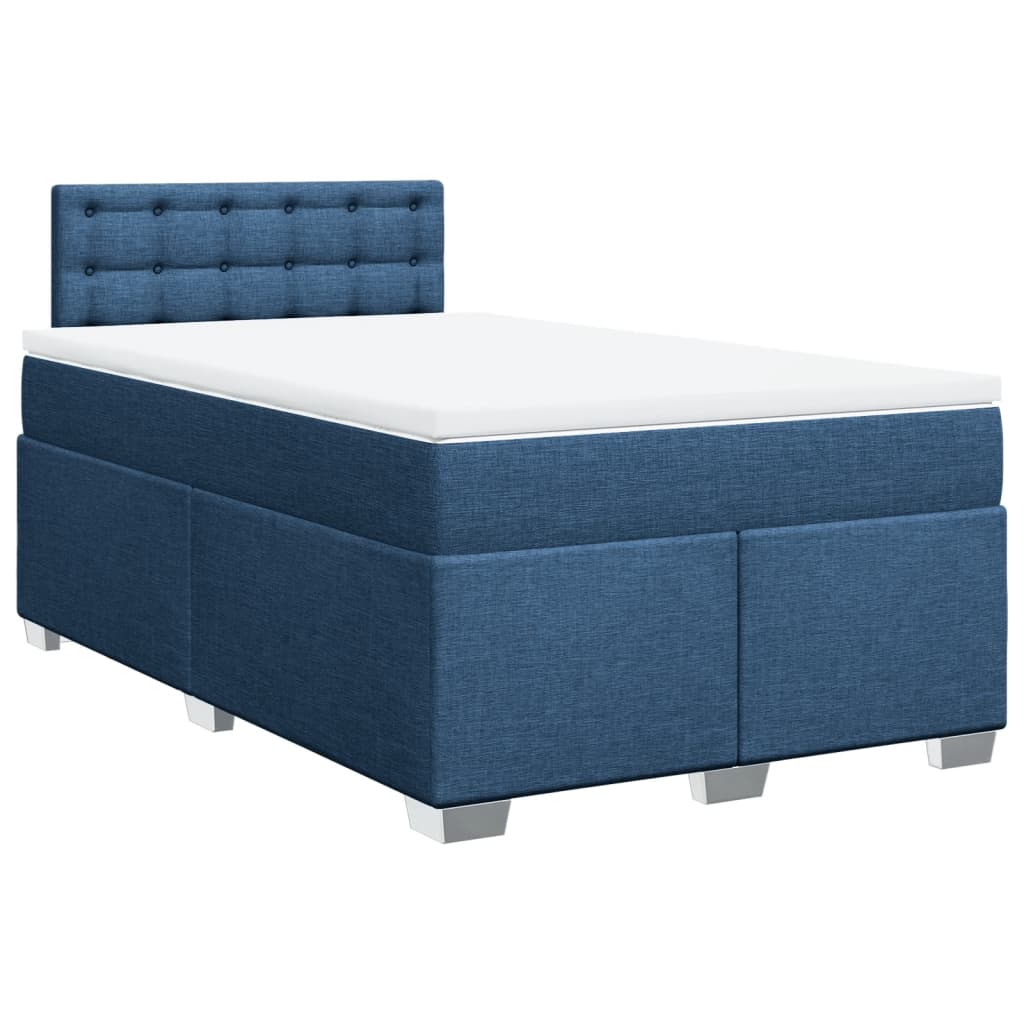 vidaXL Κρεβάτι Boxspring με Στρώμα Μπλε 120x190 εκ. Υφασμάτινο