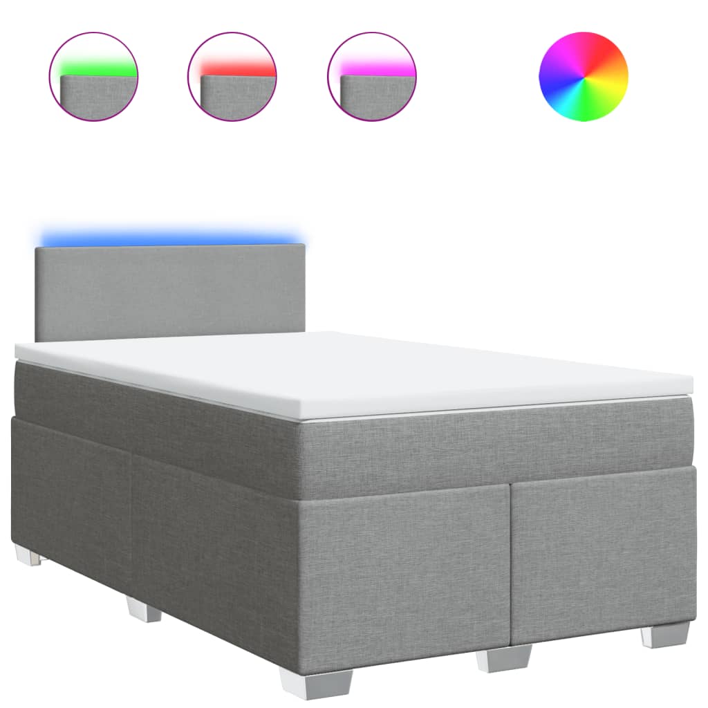 vidaXL Κρεβάτι Boxspring με Στρώμα Ανοιχτό Γκρι 120x200 εκ. Υφασμάτινο