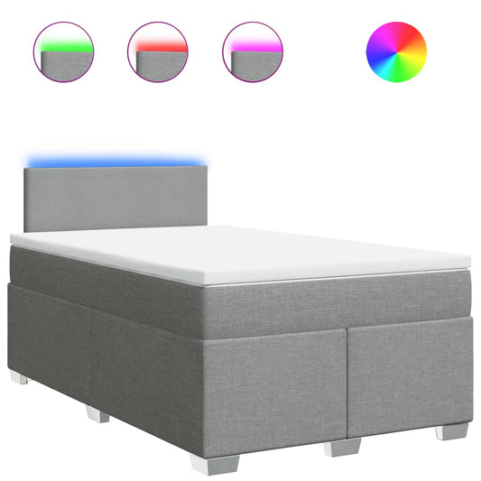 vidaXL Κρεβάτι Boxspring με Στρώμα Ανοιχτό Γκρι 120x200 εκ. Υφασμάτινο