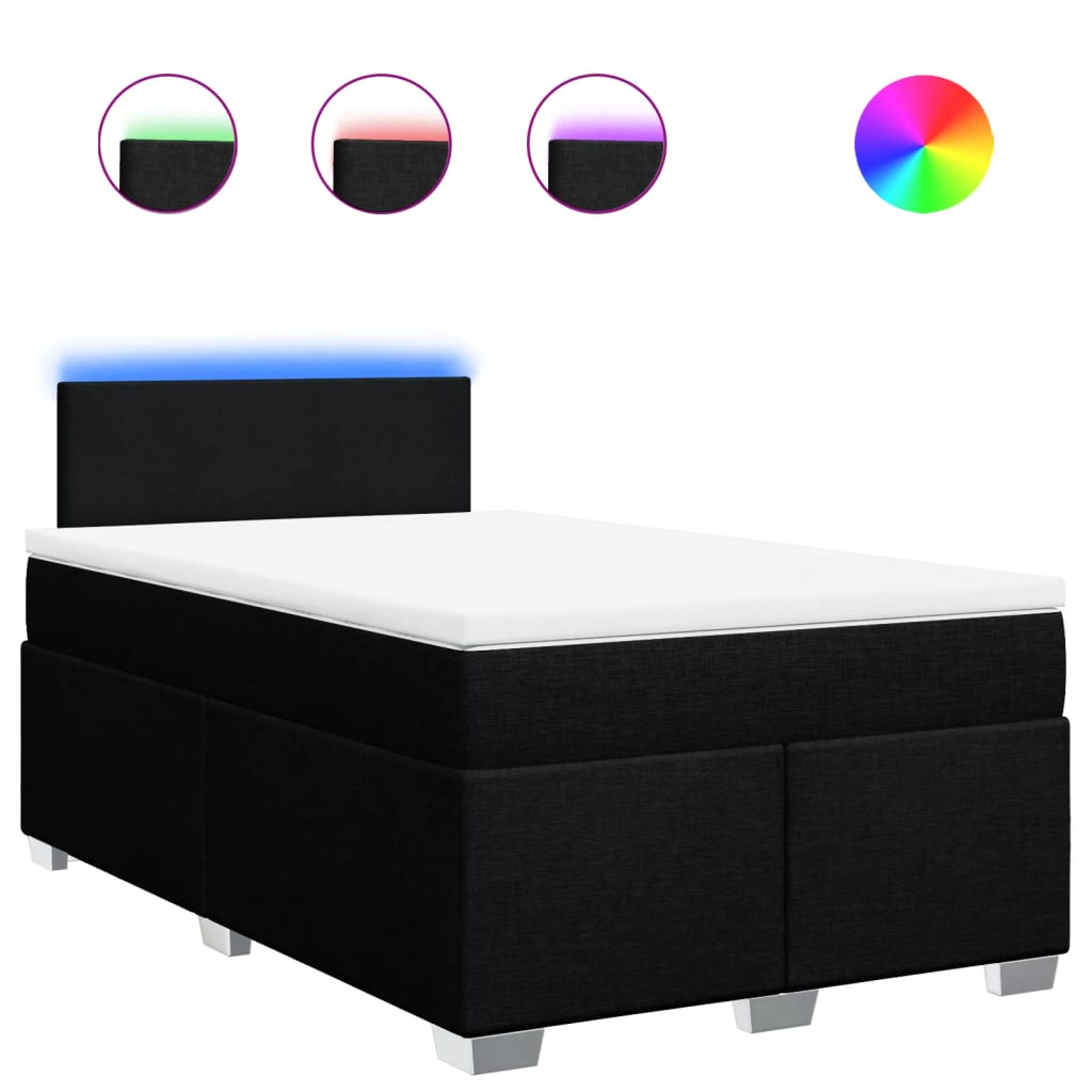 vidaXL Κρεβάτι Boxspring με Στρώμα Μαύρο 120x200 εκ. Υφασμάτινο