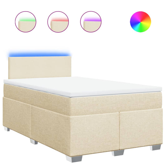 vidaXL Κρεβάτι Boxspring με Στρώμα Κρεμ 120x200 εκ. Υφασμάτινο