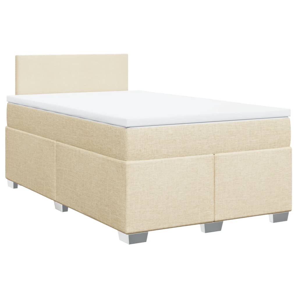 vidaXL Κρεβάτι Boxspring με Στρώμα Κρεμ 120x200 εκ. Υφασμάτινο
