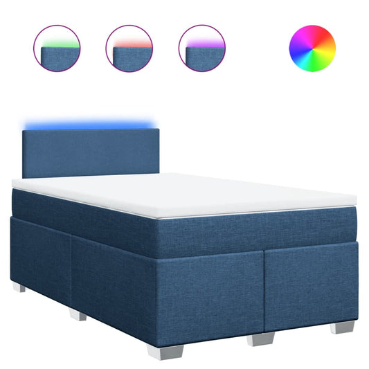 vidaXL Κρεβάτι Boxspring με Στρώμα Μπλε 120x200 εκ. Υφασμάτινο