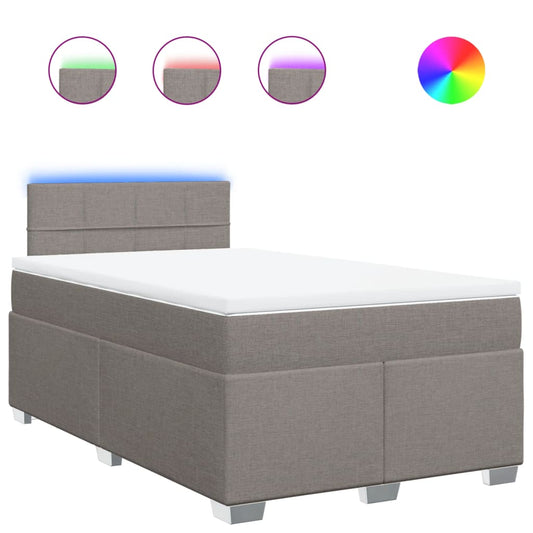 vidaXL Κρεβάτι Boxspring με Στρώμα Taupe 120x200 εκ. Υφασμάτινο