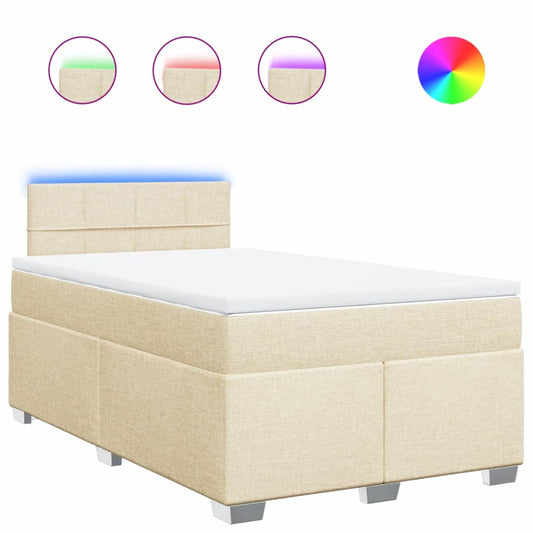 vidaXL Κρεβάτι Boxspring με Στρώμα Κρεμ 120x200 εκ. Υφασμάτινο