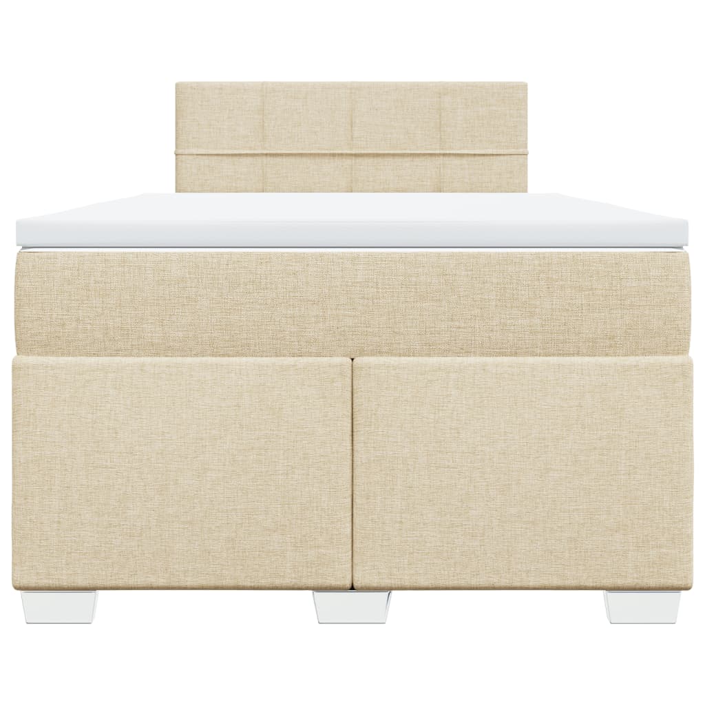 vidaXL Κρεβάτι Boxspring με Στρώμα Κρεμ 120x200 εκ. Υφασμάτινο
