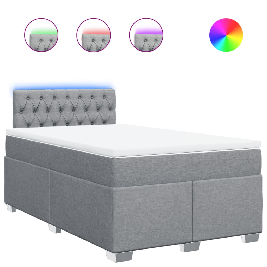 vidaXL Κρεβάτι Boxspring με Στρώμα Ανοιχτό Γκρι 120x200 εκ. Υφασμάτινο