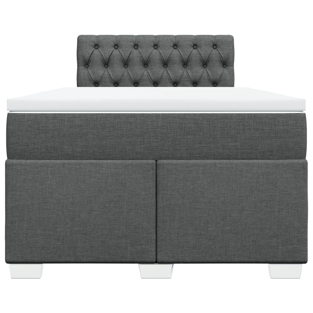 vidaXL Κρεβάτι Boxspring με Στρώμα Σκούρο Γκρι 120x200 εκ. Υφασμάτινο