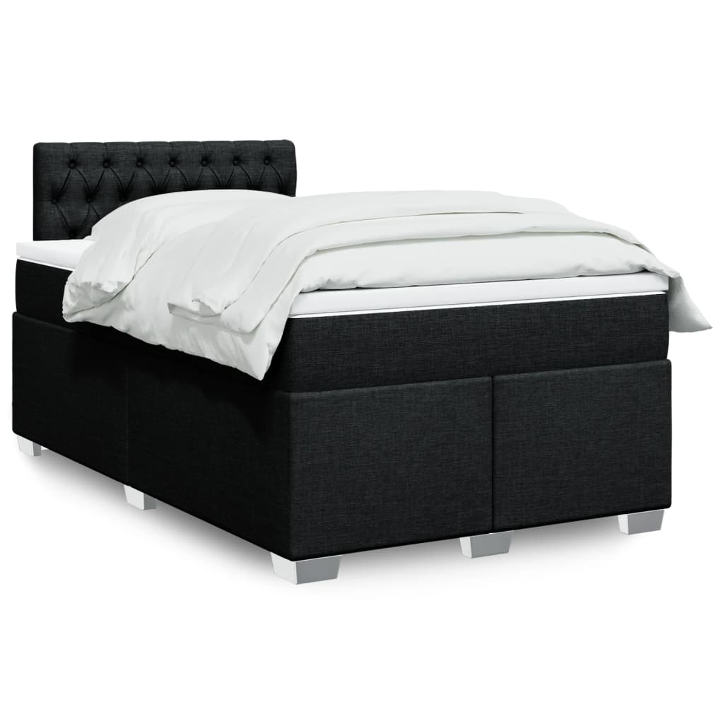 vidaXL Κρεβάτι Boxspring με Στρώμα Μαύρο 120x200 εκ. Υφασμάτινο