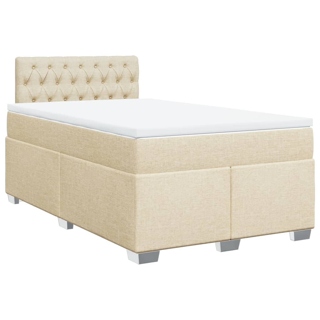 vidaXL Κρεβάτι Boxspring με Στρώμα Κρεμ 120x200 εκ. Υφασμάτινο