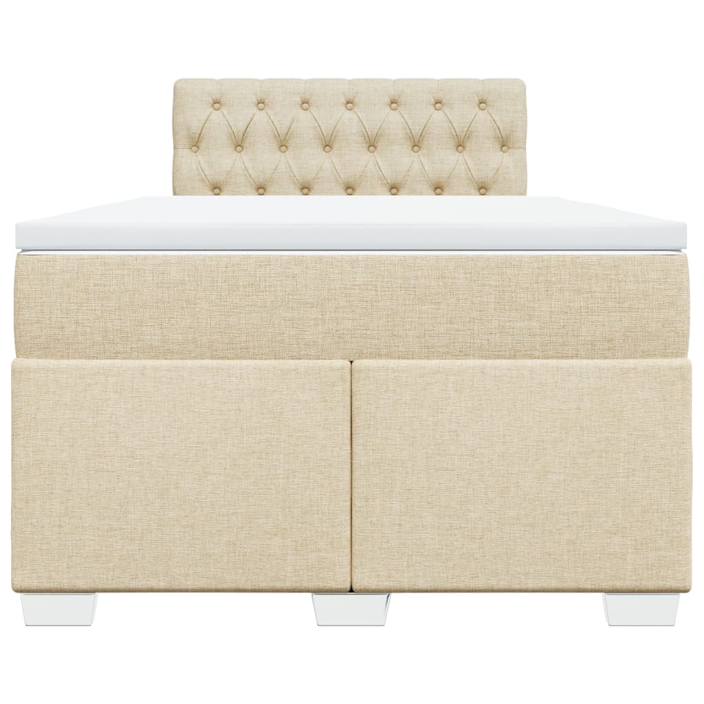vidaXL Κρεβάτι Boxspring με Στρώμα Κρεμ 120x200 εκ. Υφασμάτινο
