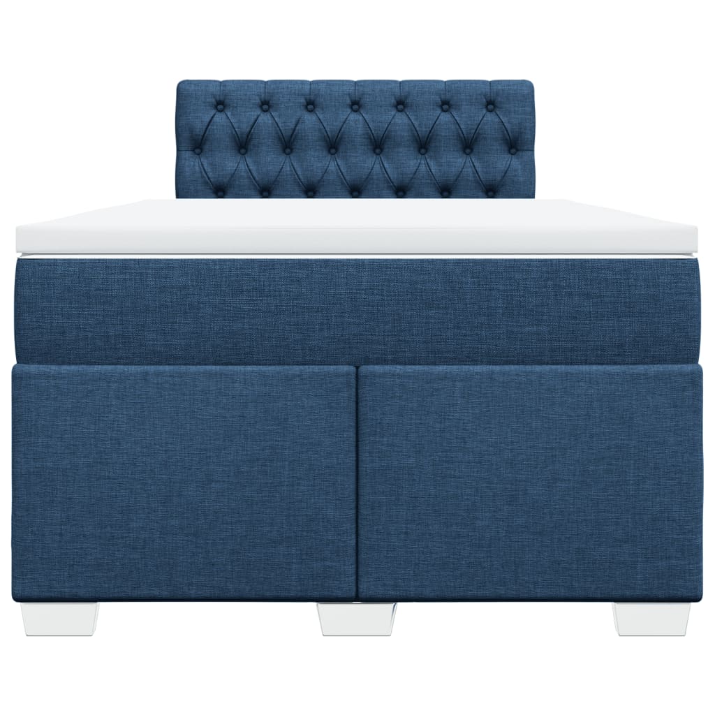 vidaXL Κρεβάτι Boxspring με Στρώμα Μπλε 120x200 εκ. Υφασμάτινο