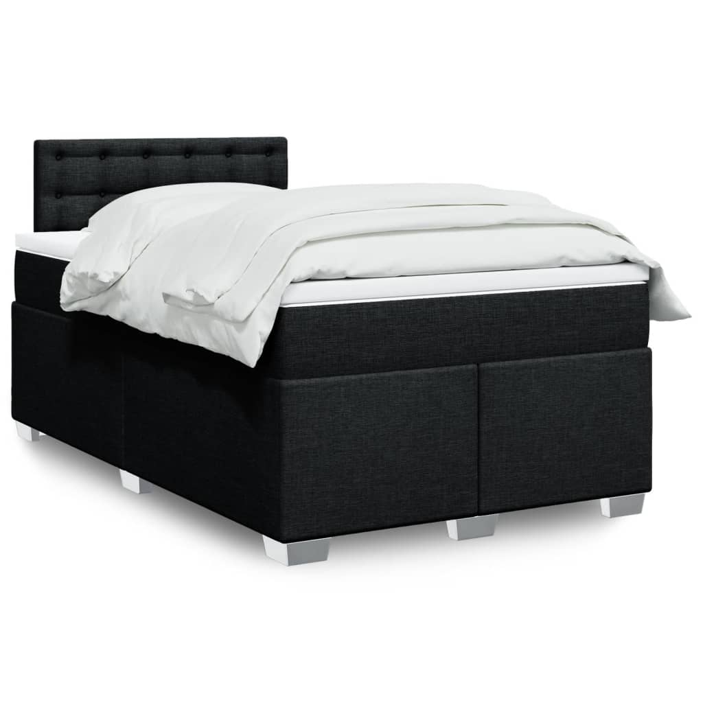 vidaXL Κρεβάτι Boxspring με Στρώμα Μαύρο 120x200 εκ. Υφασμάτινο