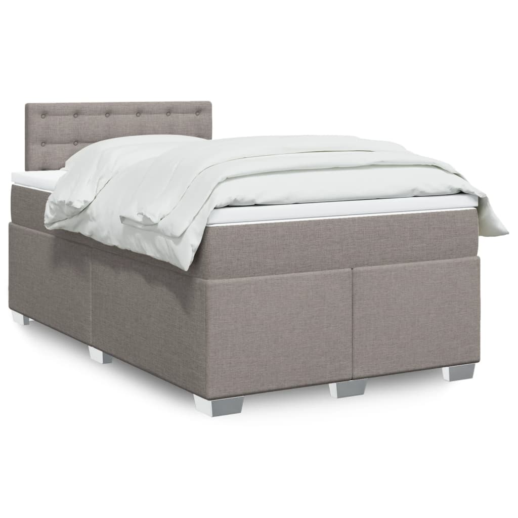 vidaXL Κρεβάτι Boxspring με Στρώμα Taupe 120x200 εκ. Υφασμάτινο
