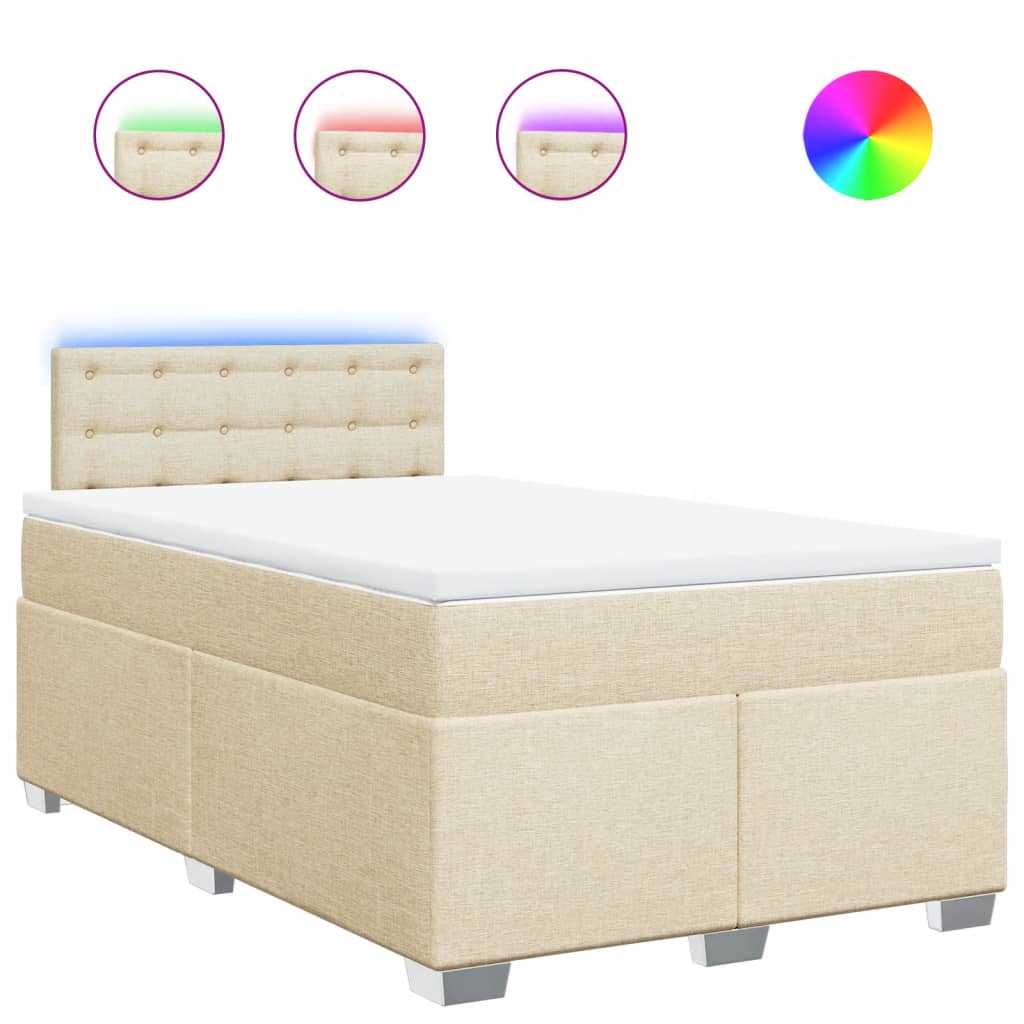 vidaXL Κρεβάτι Boxspring με Στρώμα Κρεμ 120x200 εκ. Υφασμάτινο
