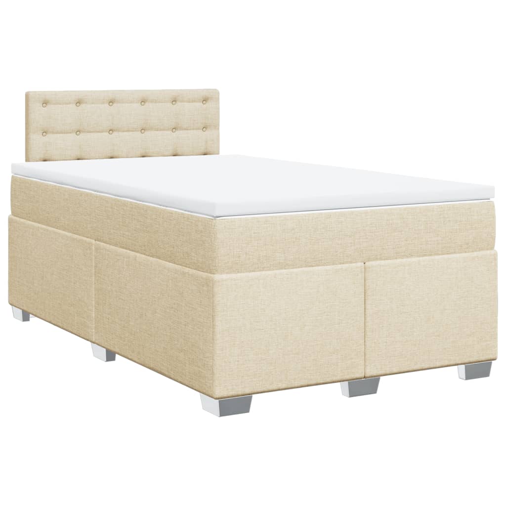 vidaXL Κρεβάτι Boxspring με Στρώμα Κρεμ 120x200 εκ. Υφασμάτινο